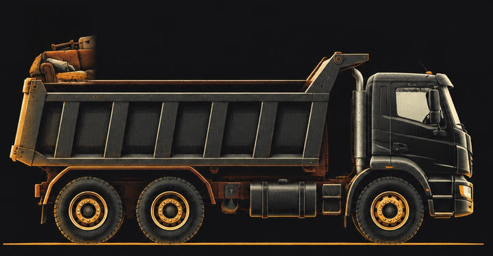 Dump truck, 1/4 load