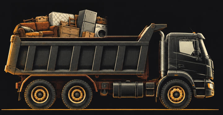 Dump truck, 3/4 load